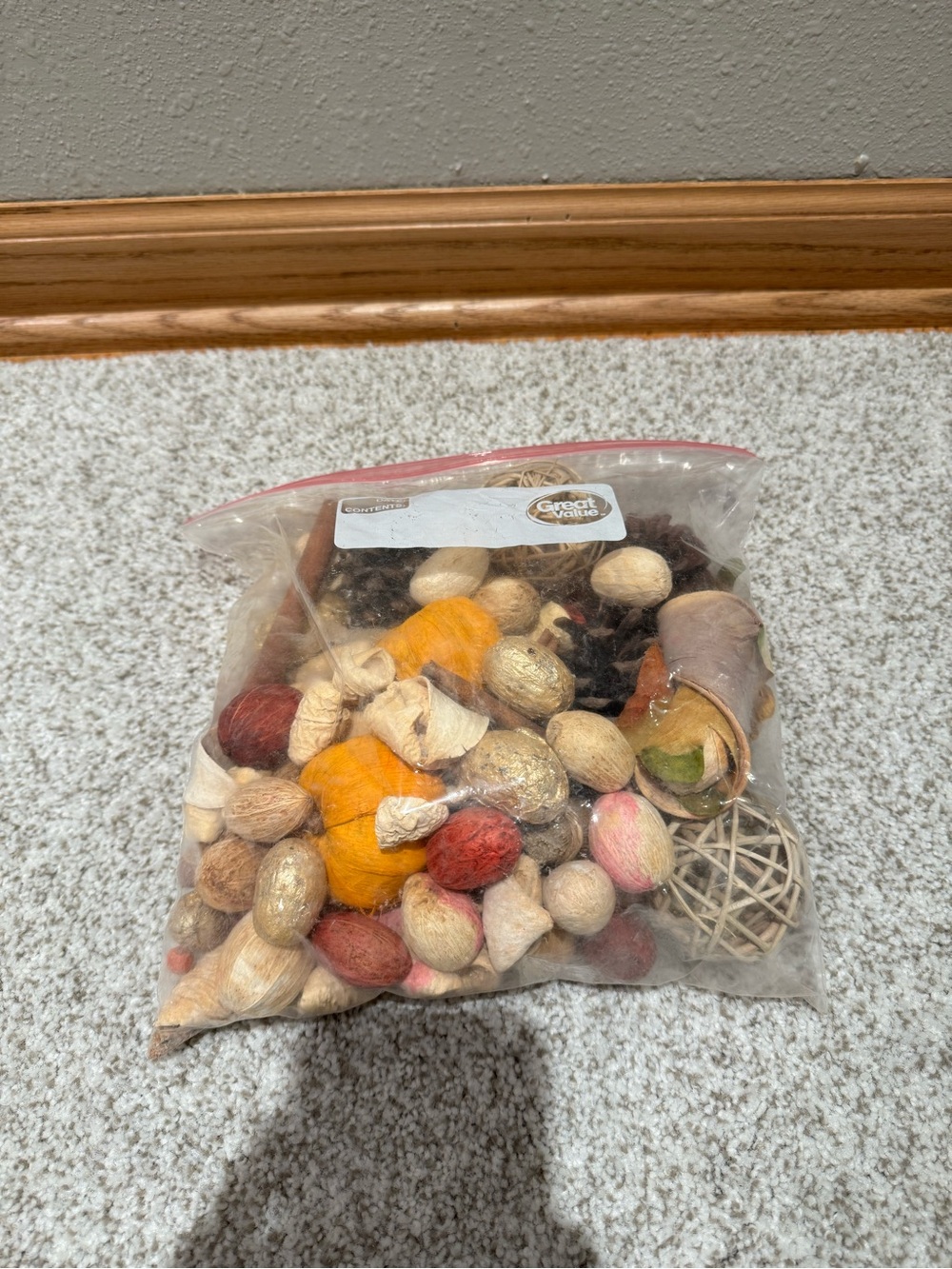 Assorted Autumn Dried Potpourri Bag - Pinecones, Woven Spheres, & Ornaments